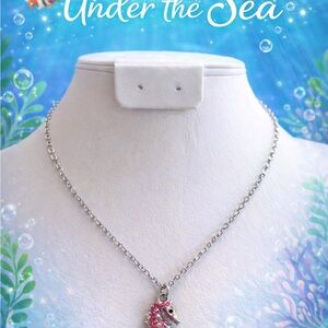 Paparazzi Silver Necklace with Pink Seahorse Pendant
